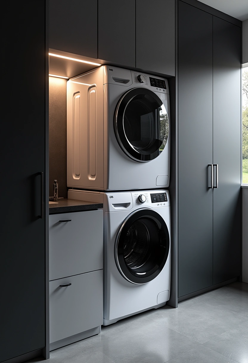 Stackable Washer Dryer Laundry Room Ideas 12