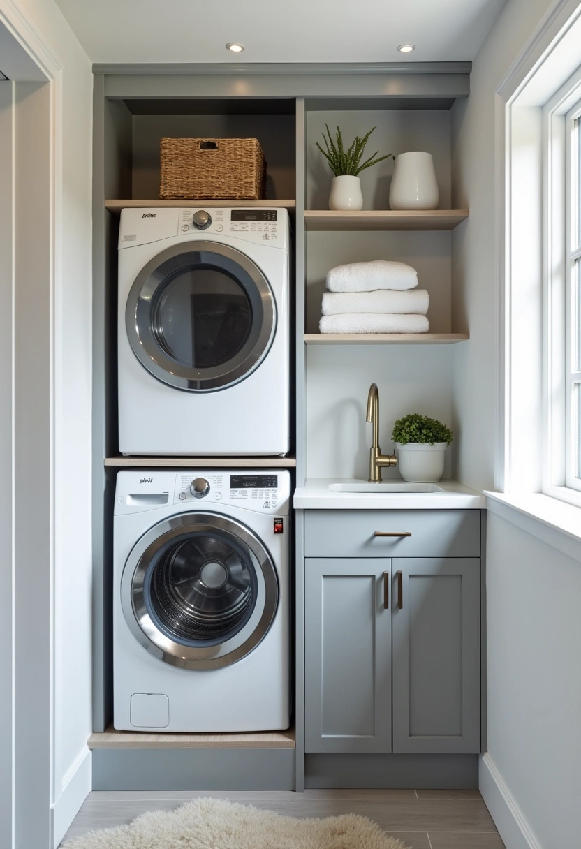 Stackable Washer Dryer Laundry Room Ideas 16