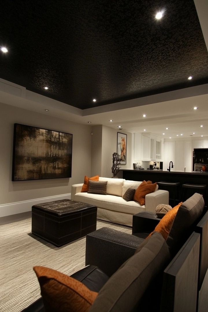 basement black ceiling ideas 14