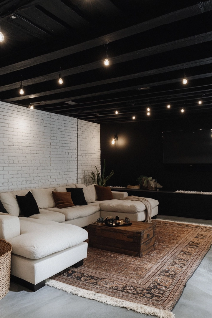 basement black ceiling ideas 2