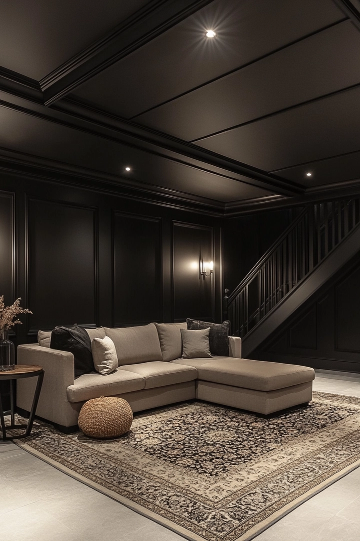 basement black ceiling ideas 35