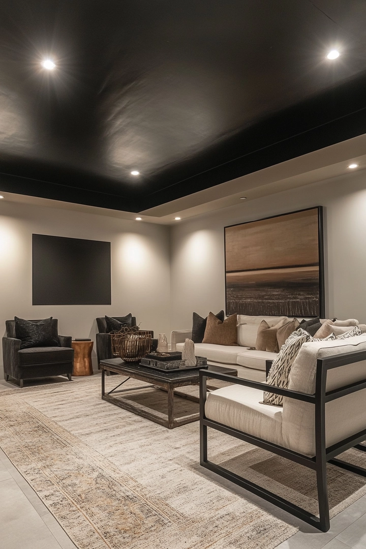 basement black ceiling ideas 36