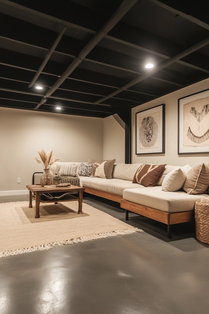 basement black ceiling ideas 37