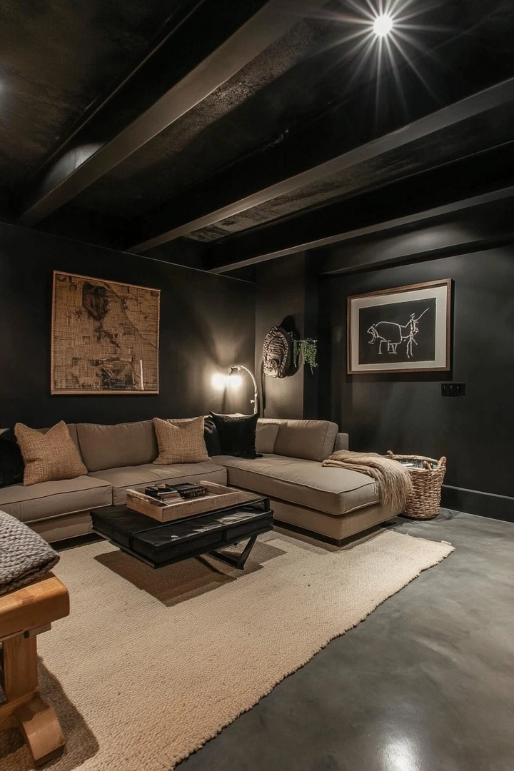 basement black ceiling ideas 39