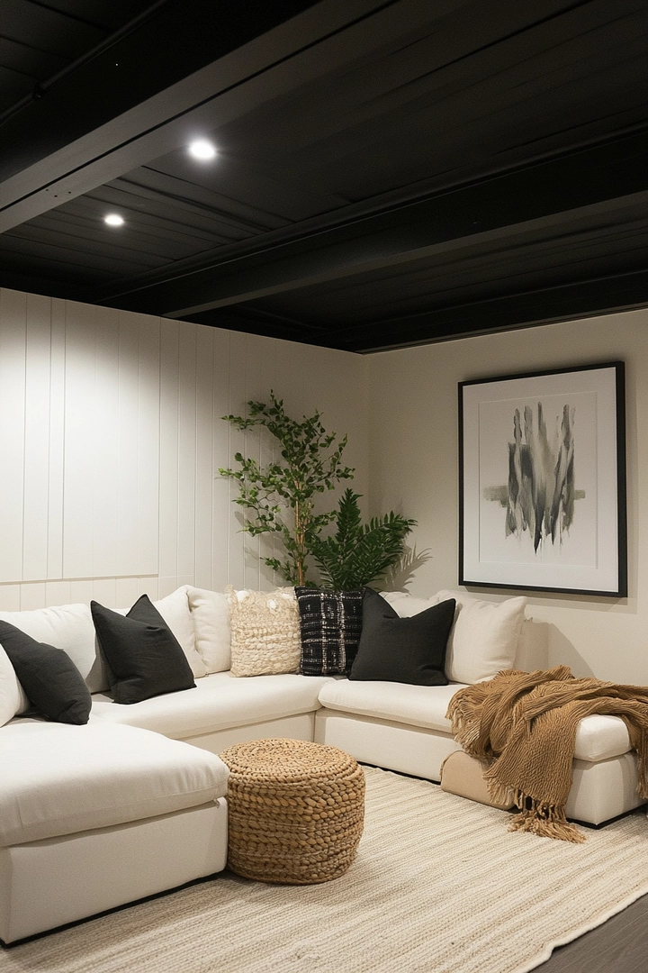 basement black ceiling ideas 47