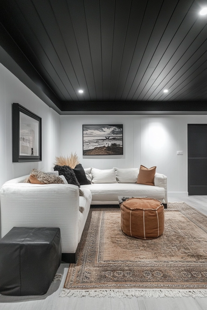 basement black ceiling ideas 49