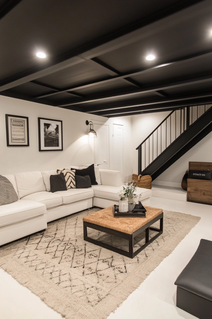 basement black ceiling ideas 50