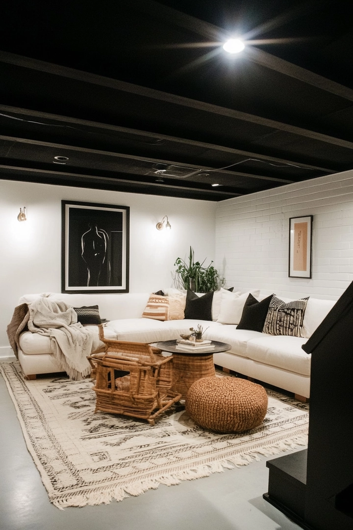 basement black ceiling ideas 52