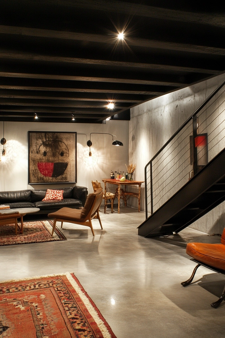 basement black ceiling ideas 6