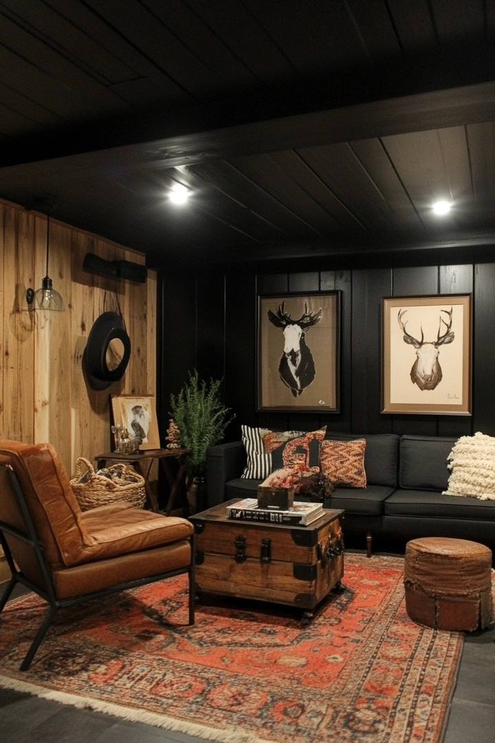 basement black ceiling ideas 64