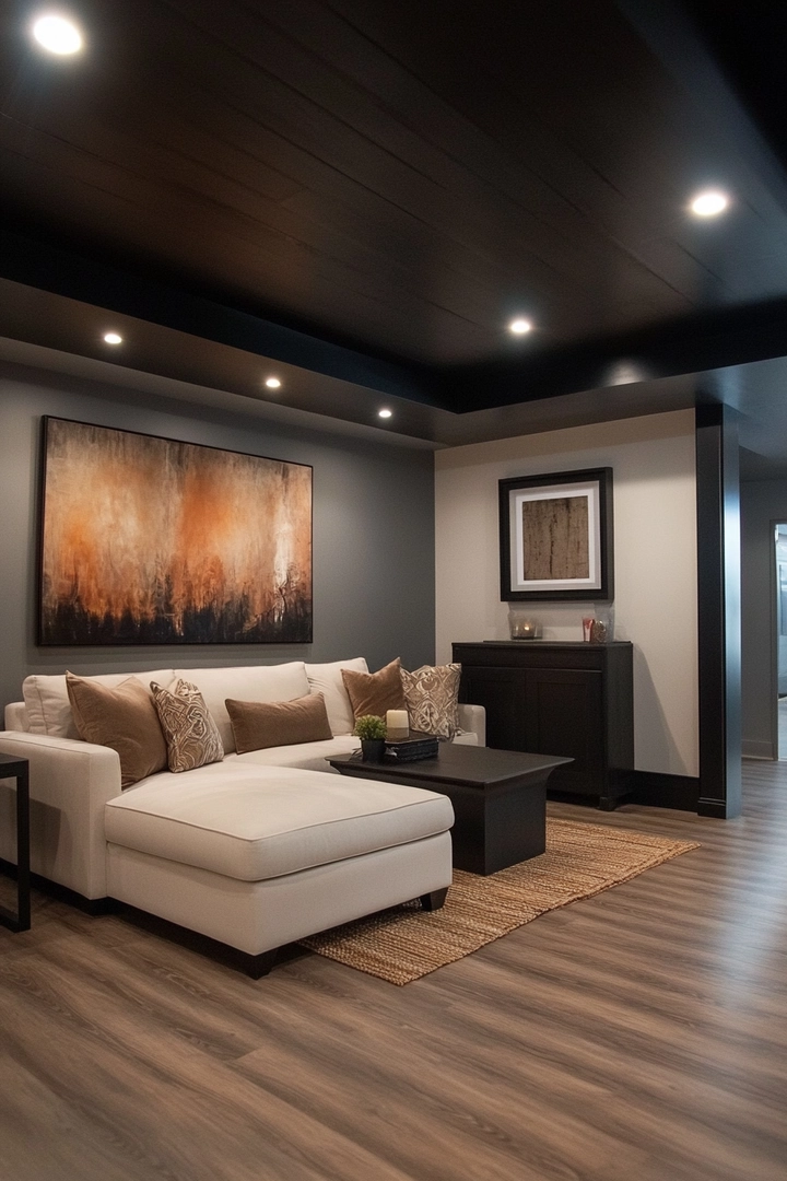 basement black ceiling ideas 65