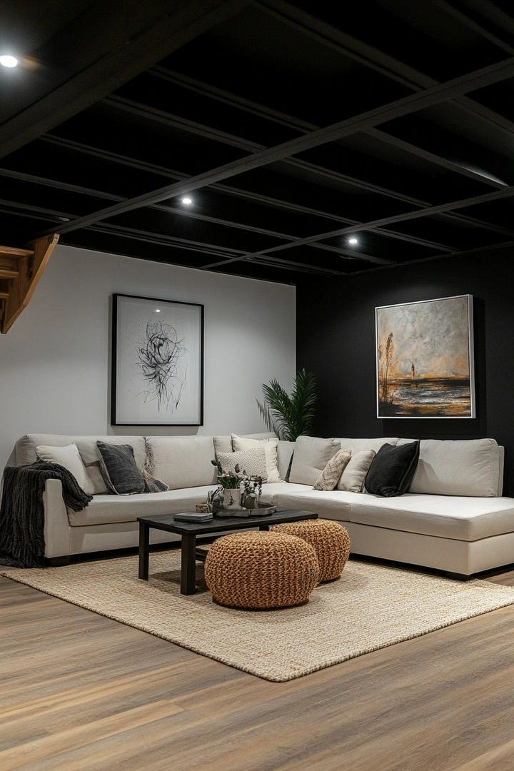 basement black ceiling ideas 66