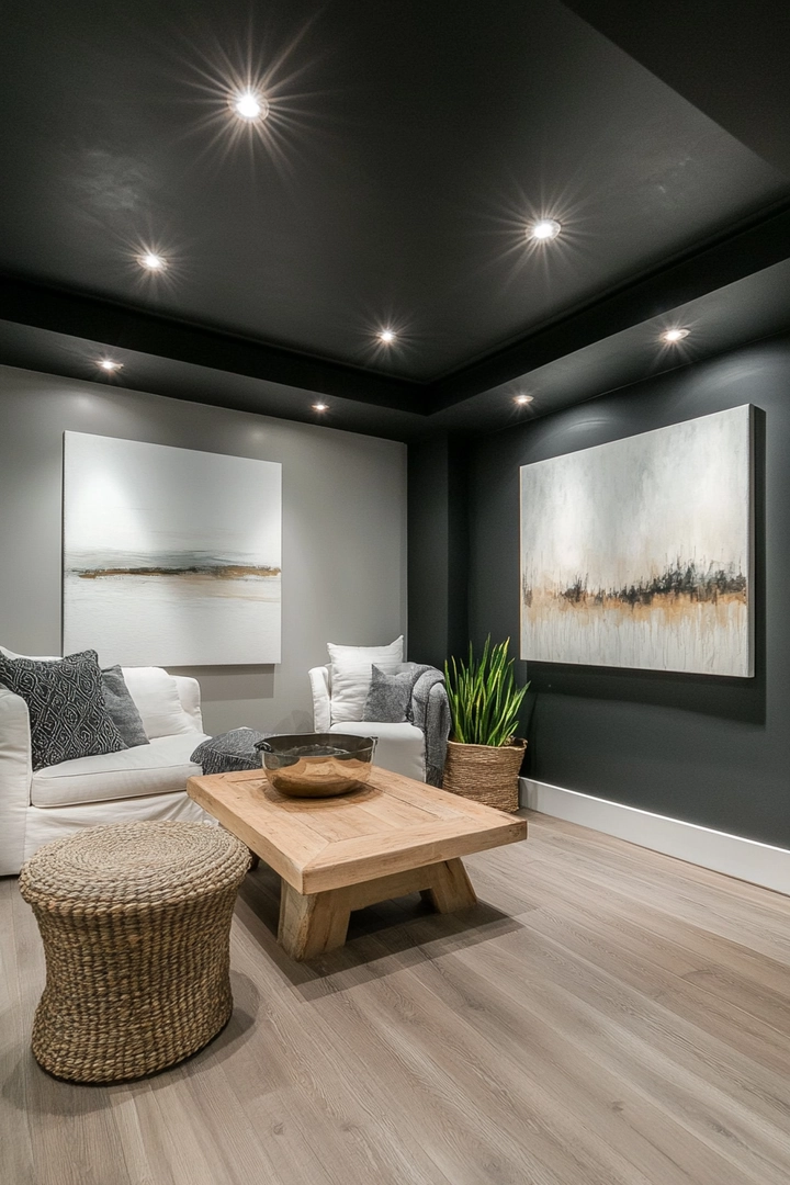 basement black ceiling ideas 67