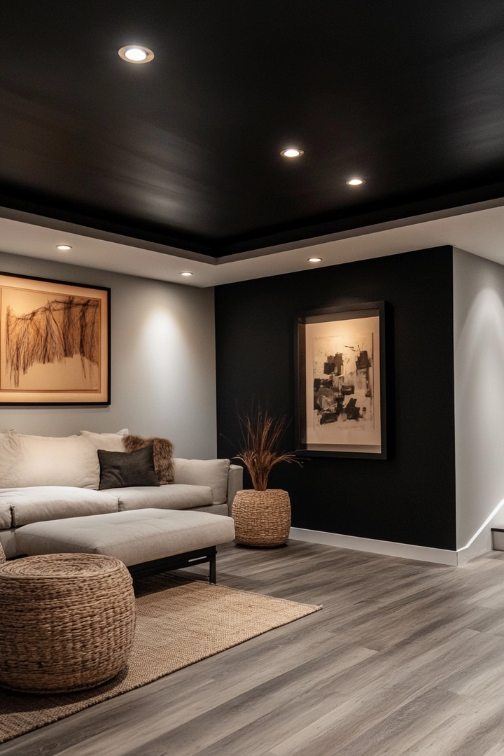 basement black ceiling ideas 68