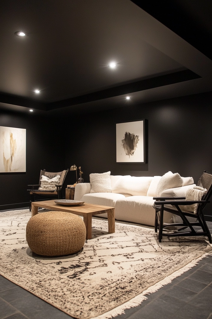 basement black ceiling ideas 69