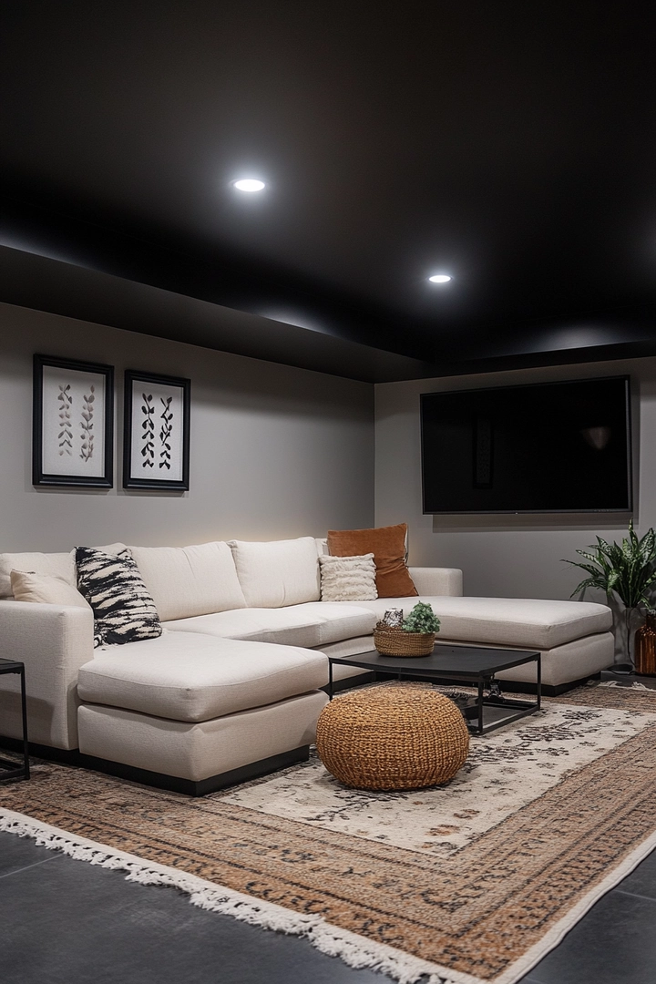 basement black ceiling ideas 70