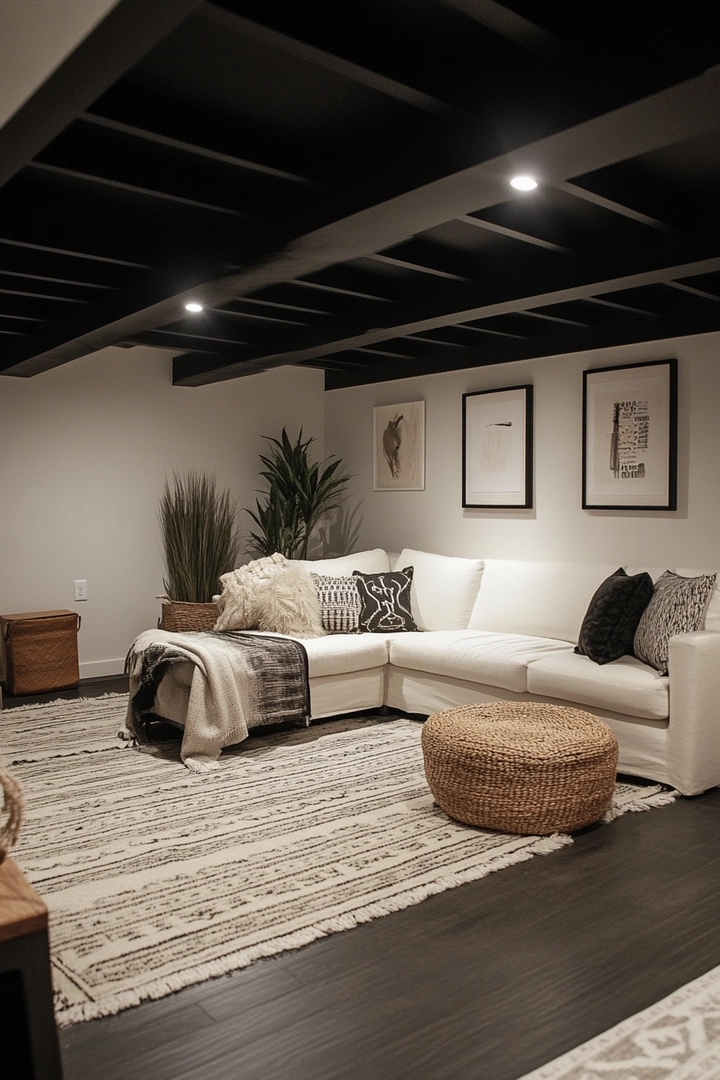 basement black ceiling ideas 71