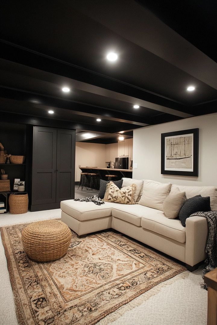 basement black ceiling ideas 72