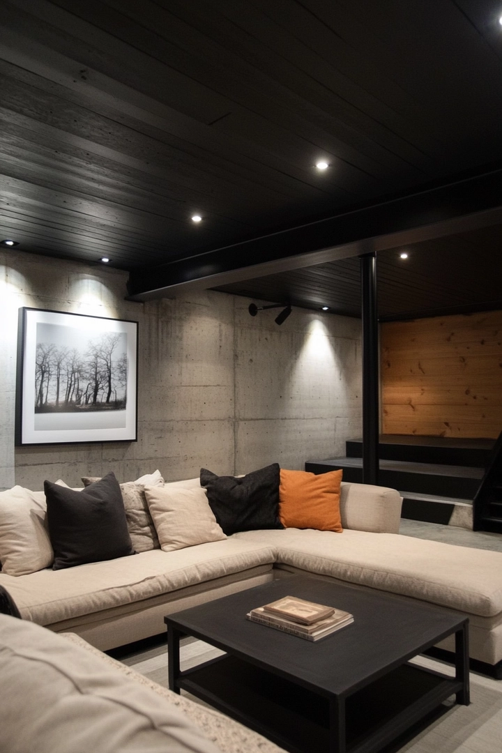 basement black ceiling ideas 73