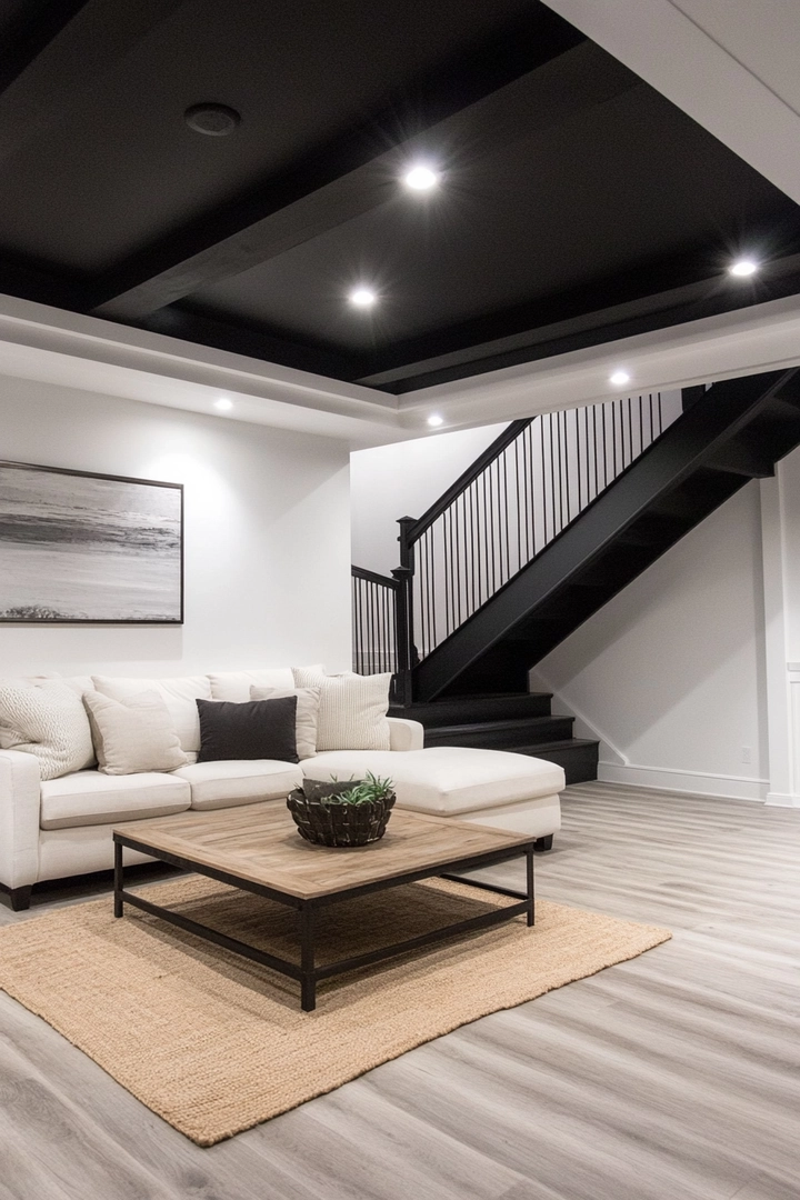 basement black ceiling ideas 77