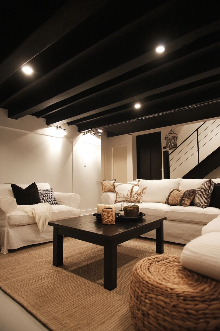 basement black ceiling ideas 78