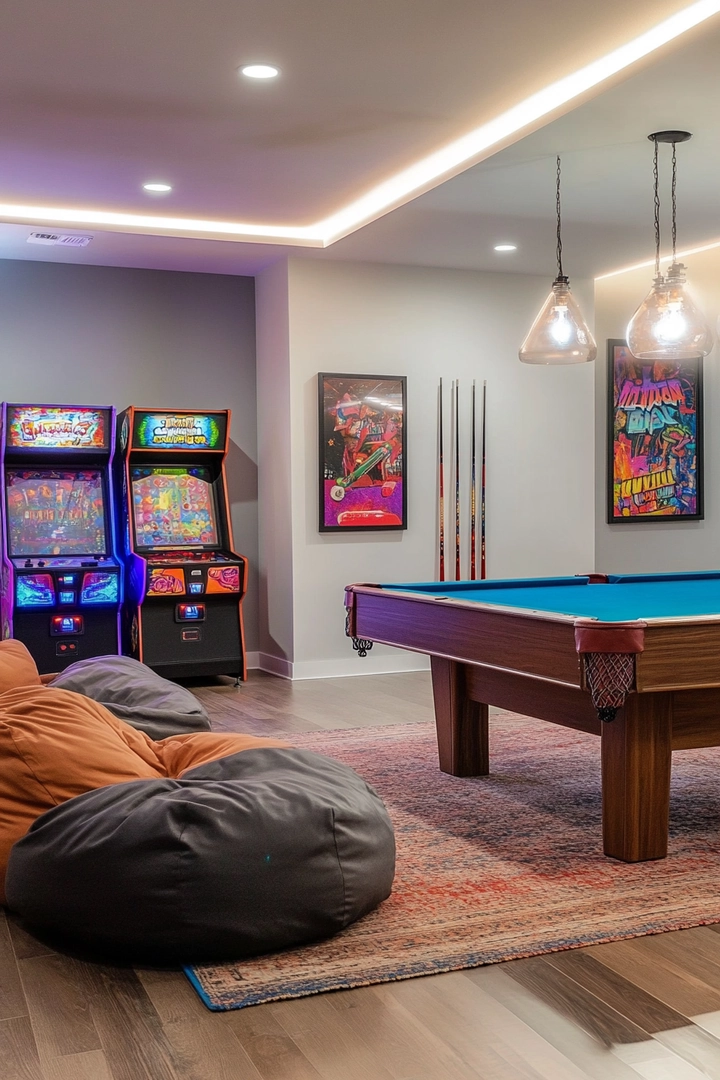 basement game room ideas 80