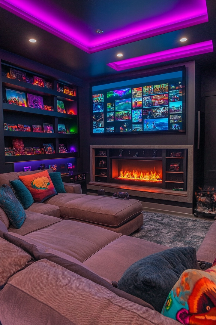 basement ideas with fireplace 10