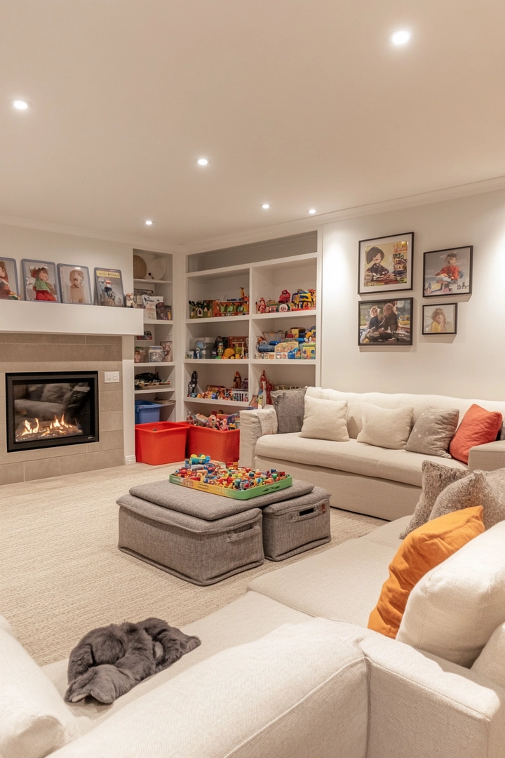 basement ideas with fireplace 13