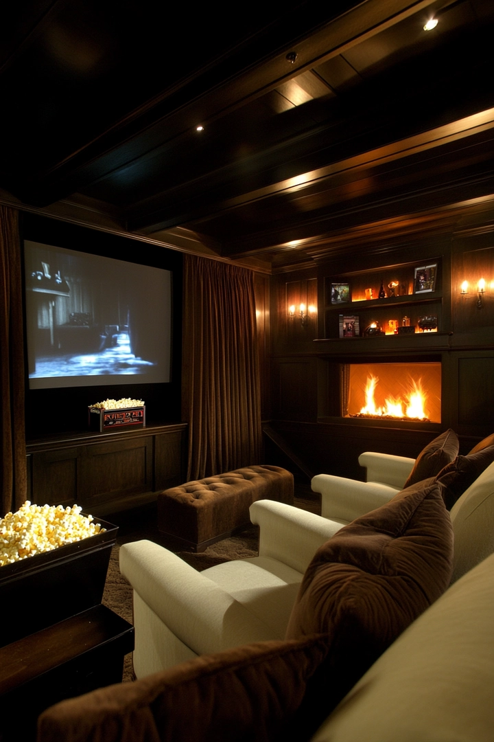 basement ideas with fireplace 19