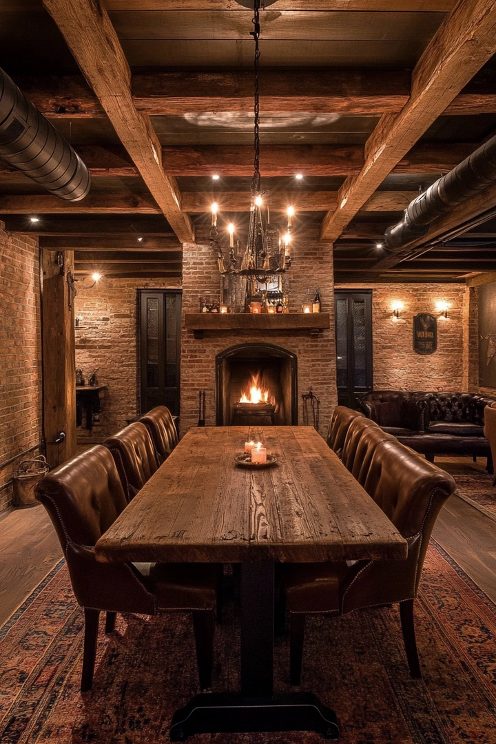 basement ideas with fireplace 21