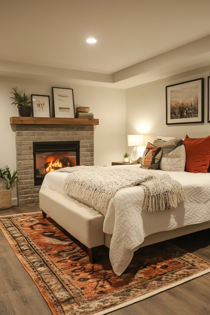 basement ideas with fireplace 37