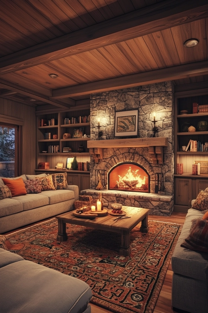 basement ideas with fireplace 4