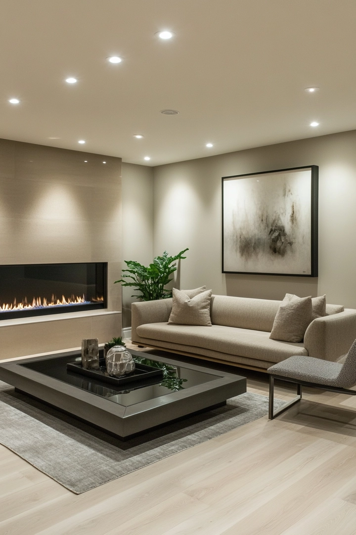 basement ideas with fireplace 5