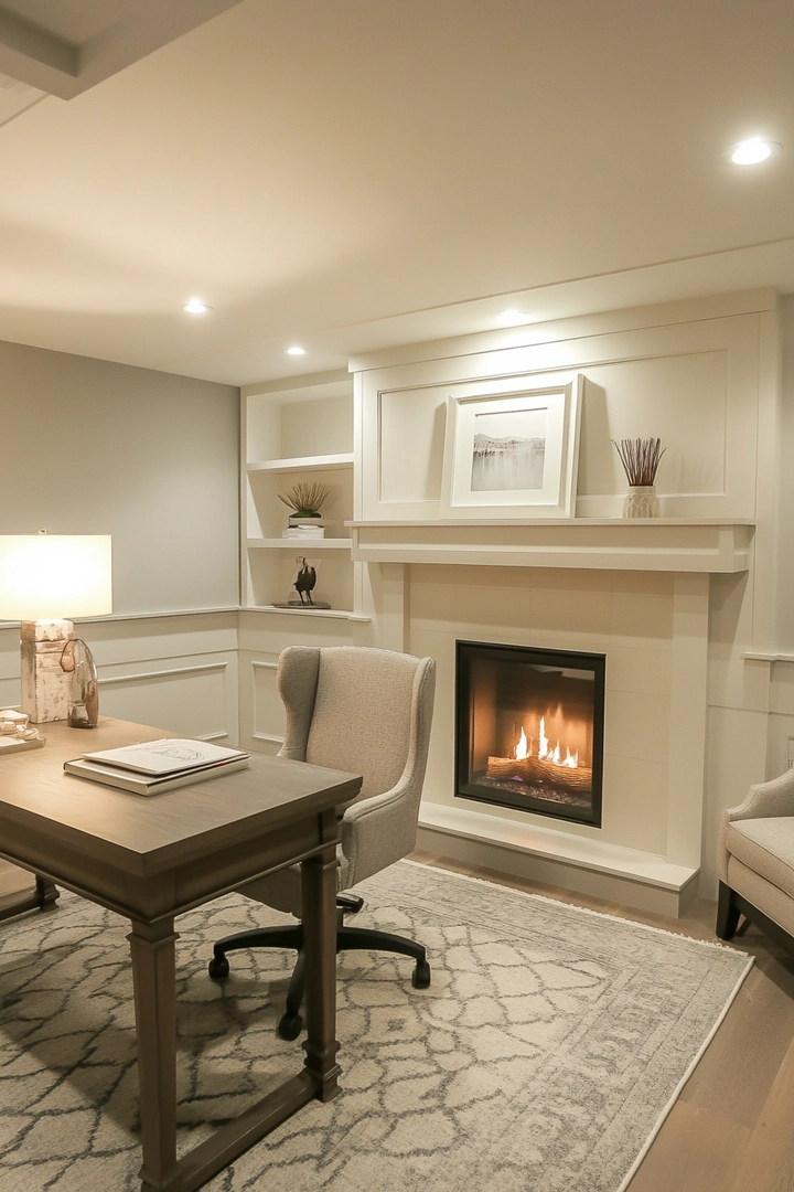 basement ideas with fireplace 61