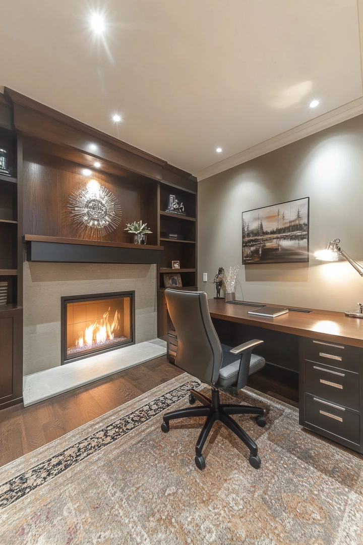 basement ideas with fireplace 62