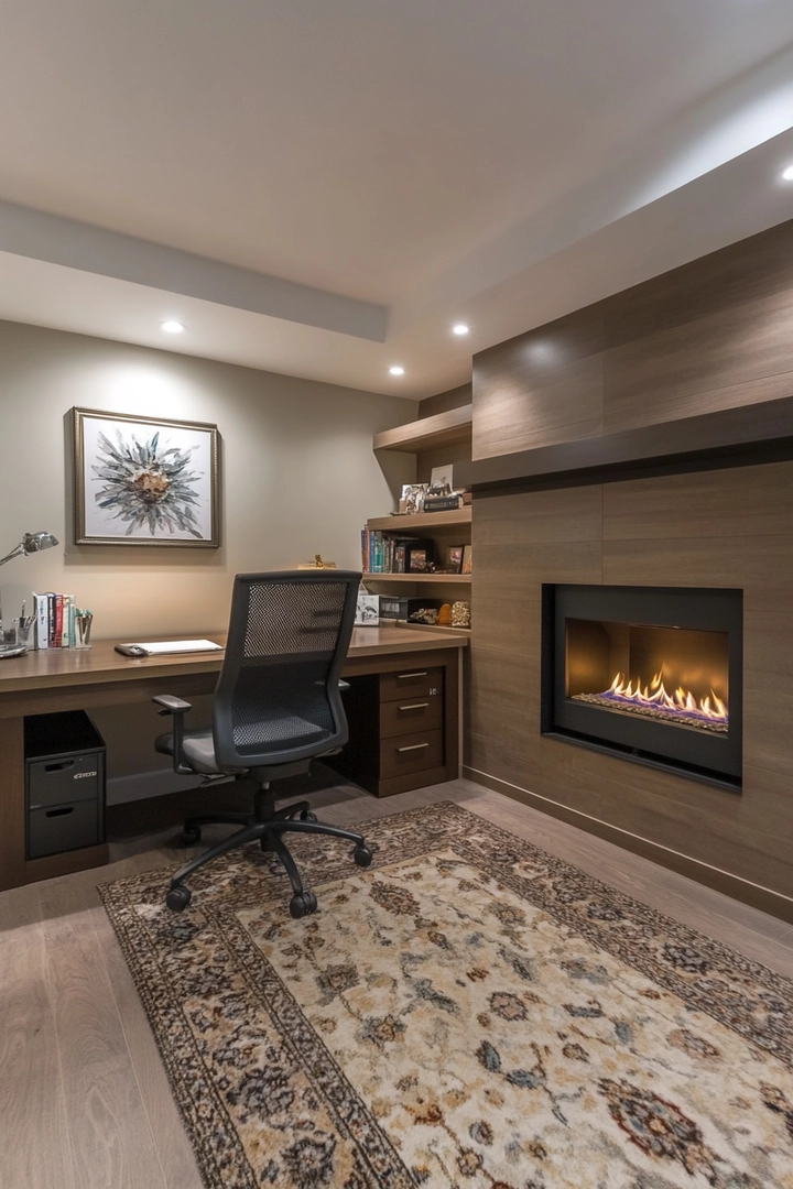 basement ideas with fireplace 64