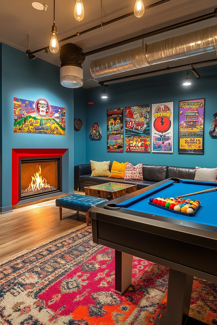 basement ideas with fireplace 71