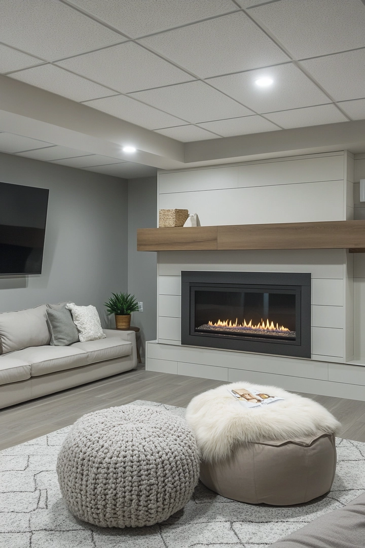 basement ideas with fireplace 78