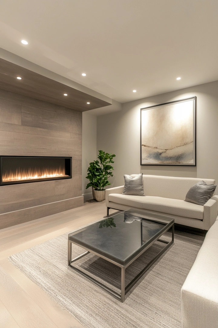 basement ideas with fireplace 8