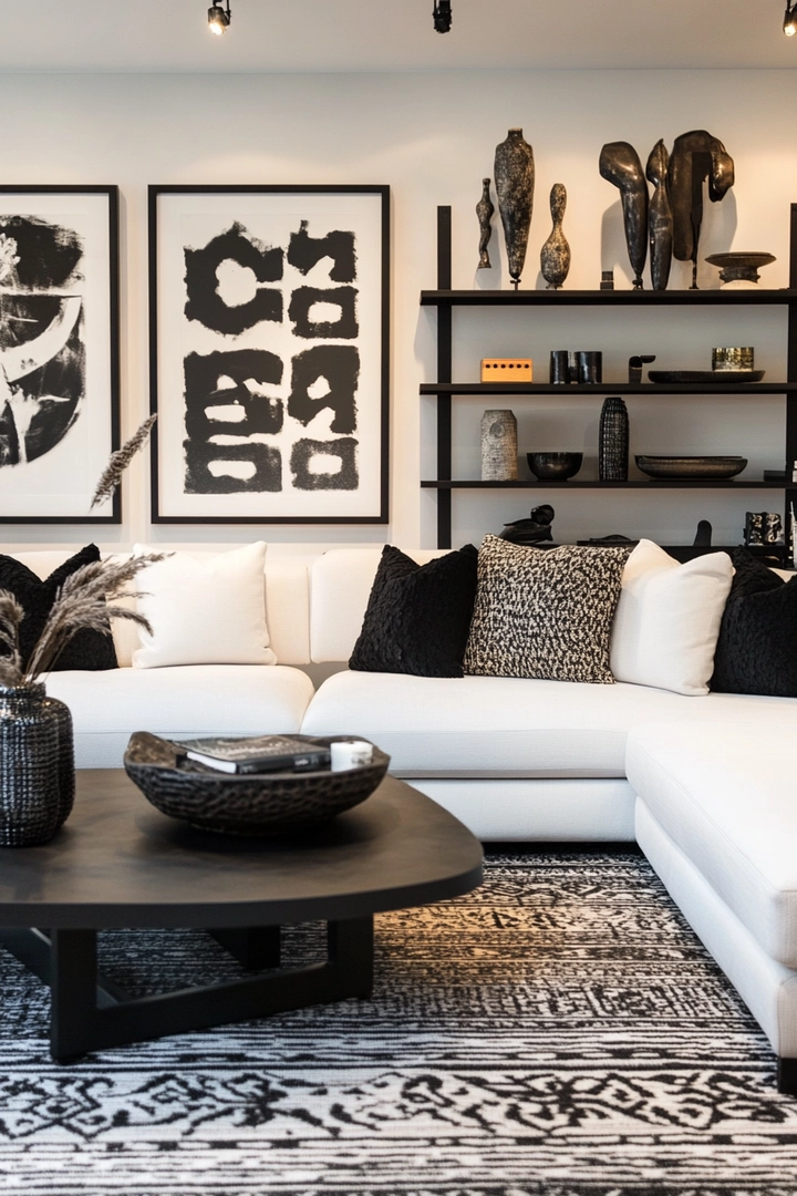 black and white living room ideas 67