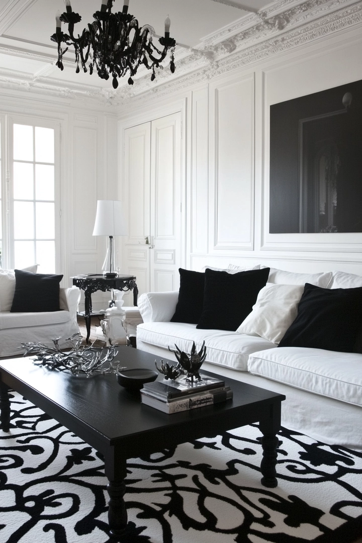 black and white living room ideas 75