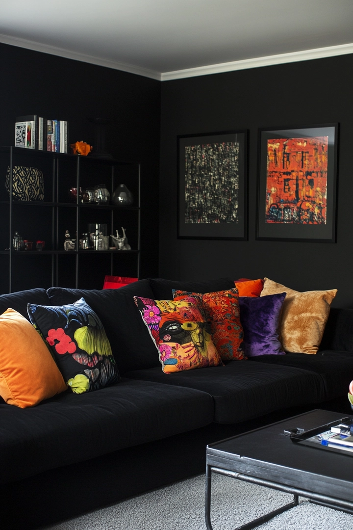 black living room ideas 12