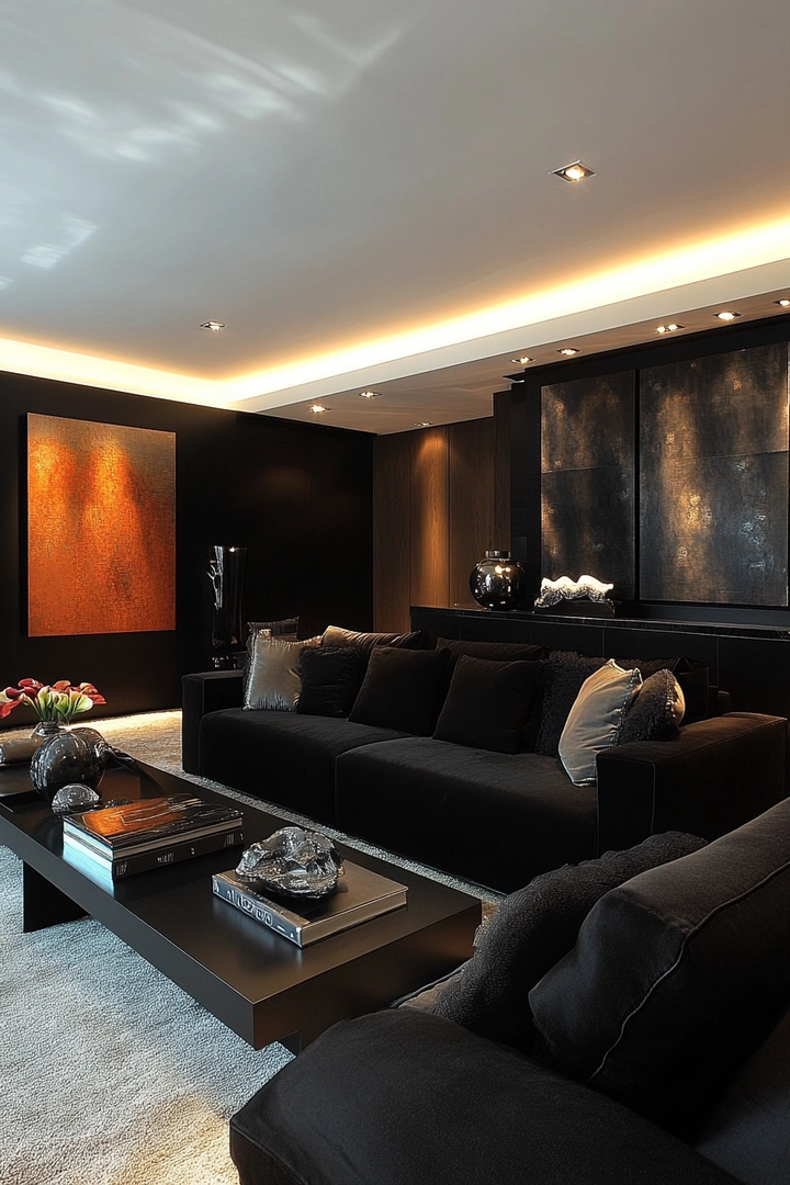 black living room ideas 33