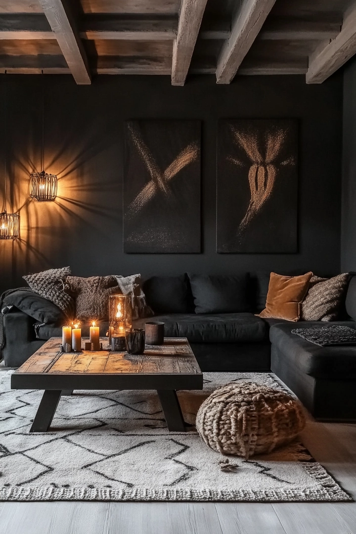 black living room ideas 40