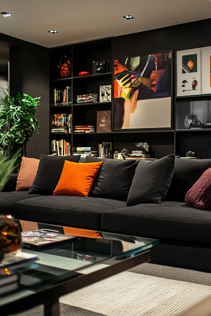 black living room ideas 45