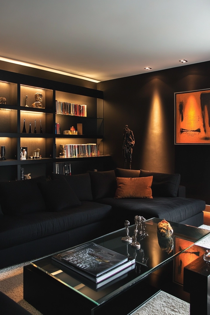 black living room ideas 46