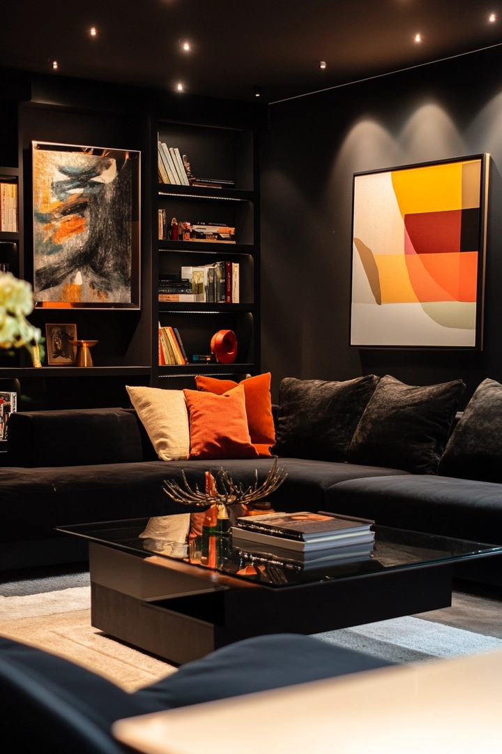 black living room ideas 48