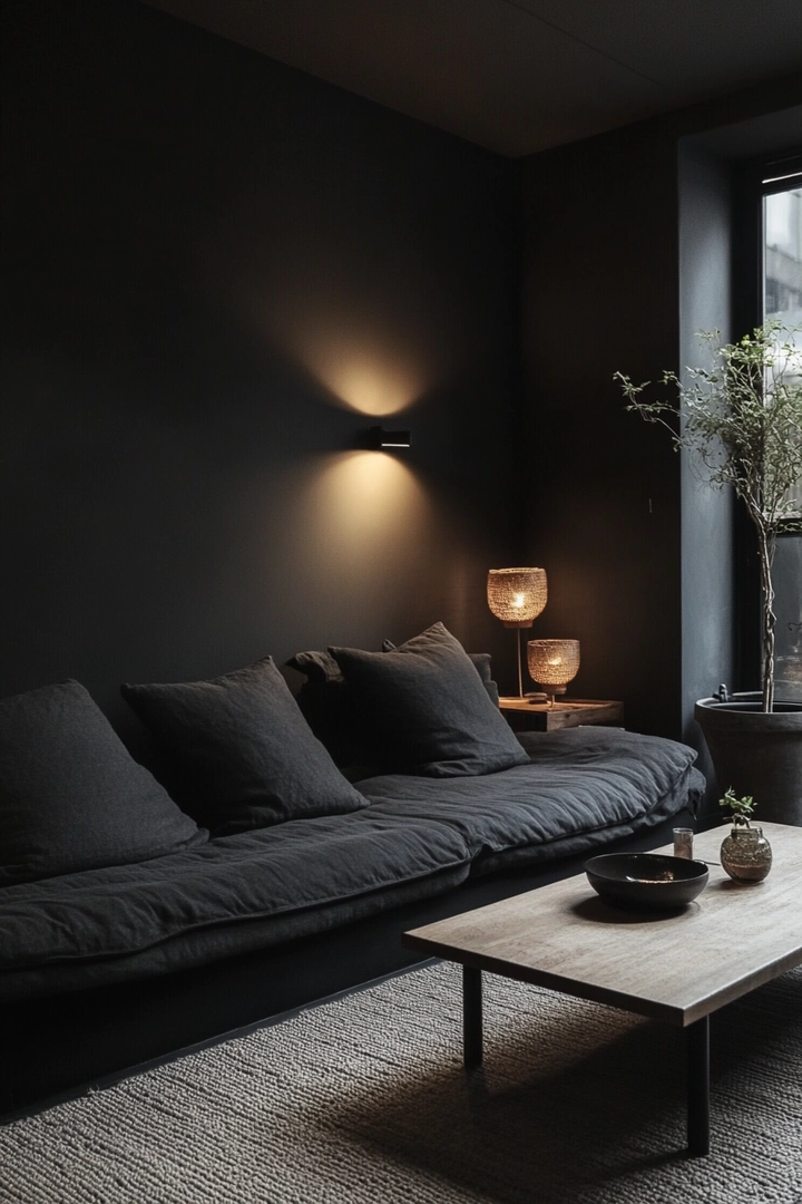 black living room ideas 52