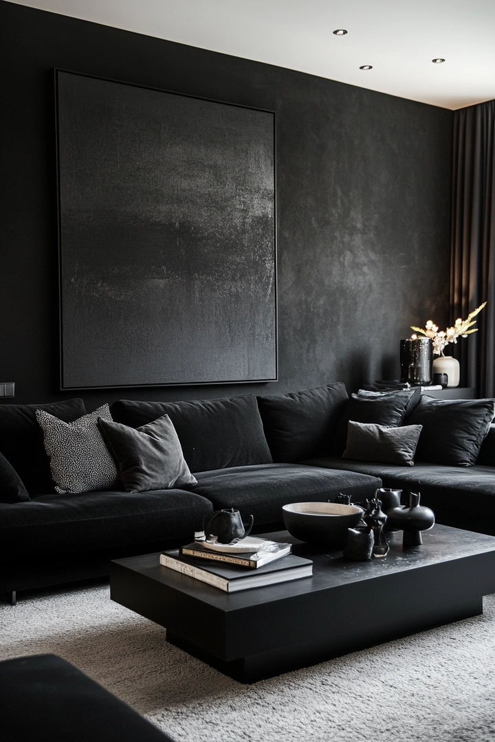 black living room ideas 54