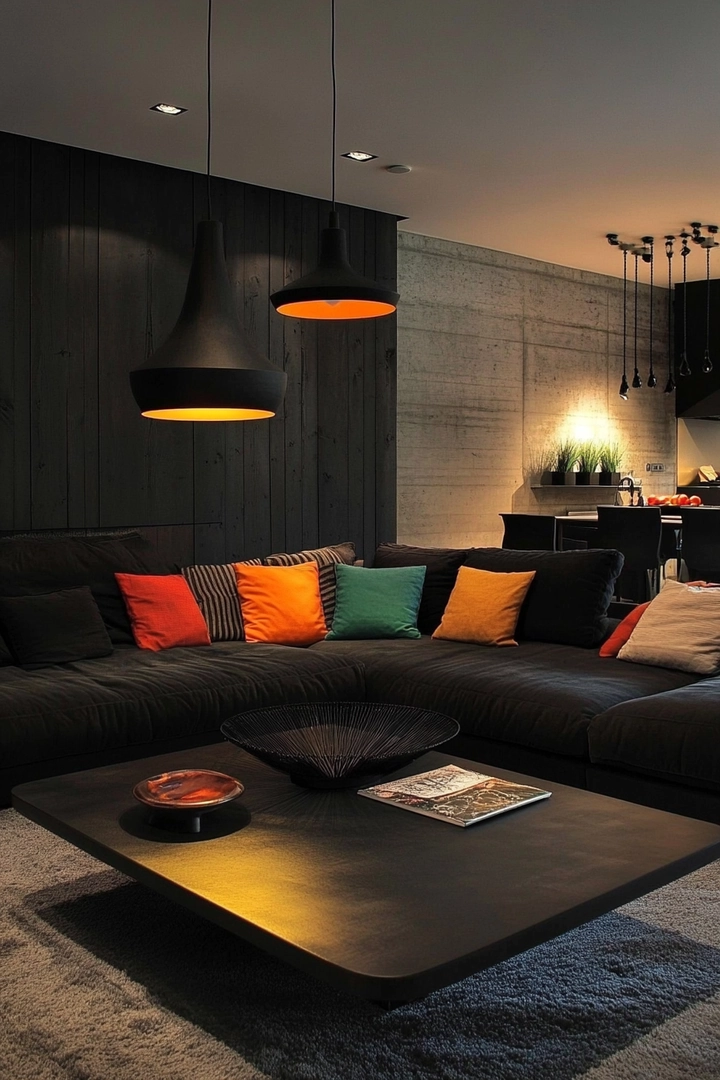 black living room ideas 58